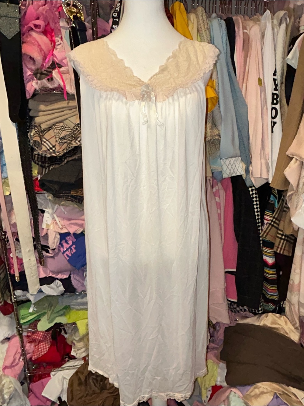 Women's Lace-Trim Nightgown - Ivory/Cream